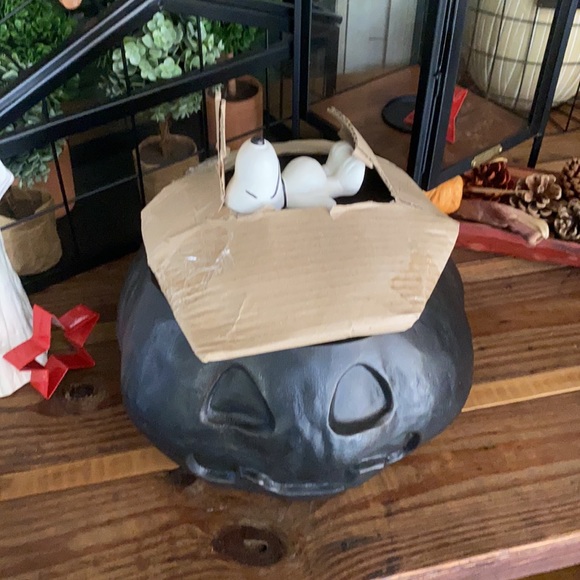 Pottery Barn Peanuts Snoopy Lidded Pumpkin Candy Bowl 🎃🍬 - Picture 10 of 16